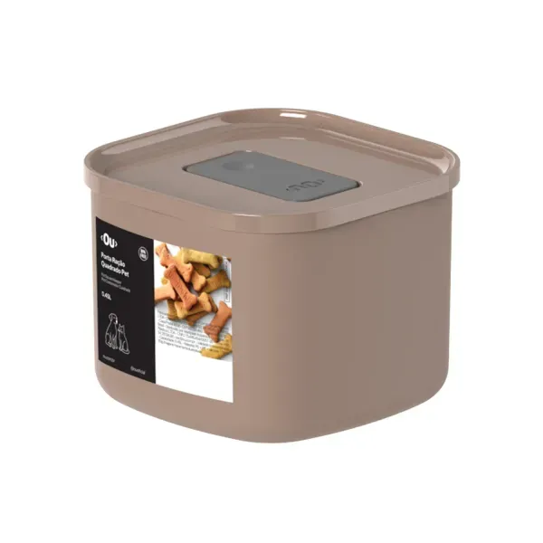 Porta Ração Quadrado Marrom Ou 450 ml